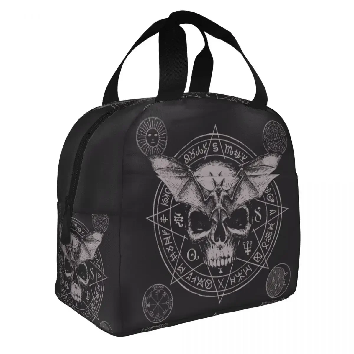 Scary Skull Bat Insulated Lunch Bag Thermal Bag  Magic Witchcraft Occult Vampire Portable Lunch Box Tote Bento Pouch School