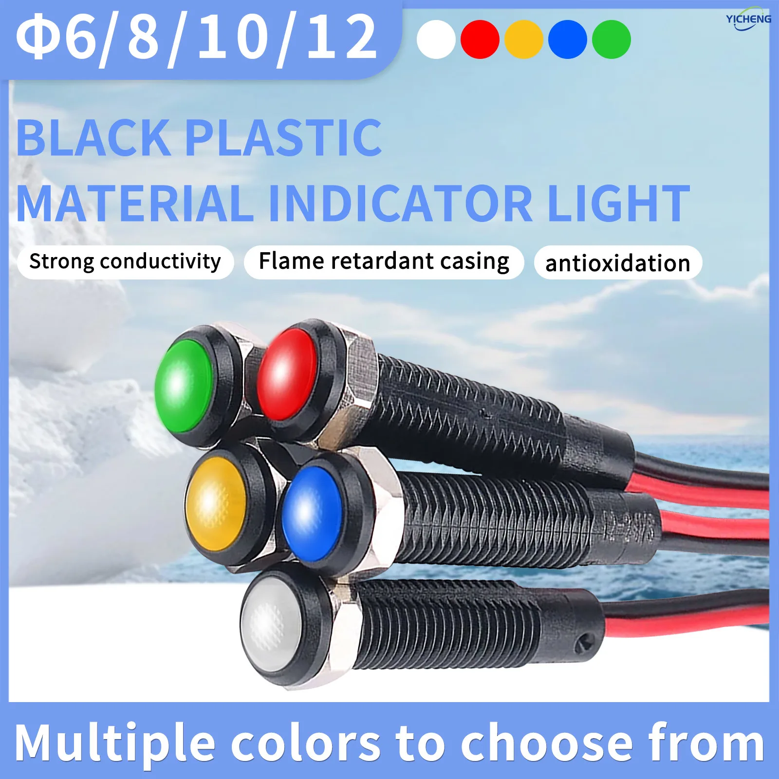 10Pcs 6mm~22mm  Energy Saving  plastics wired waterproof indicator lights 3V-220V LED working power signal indicator lights