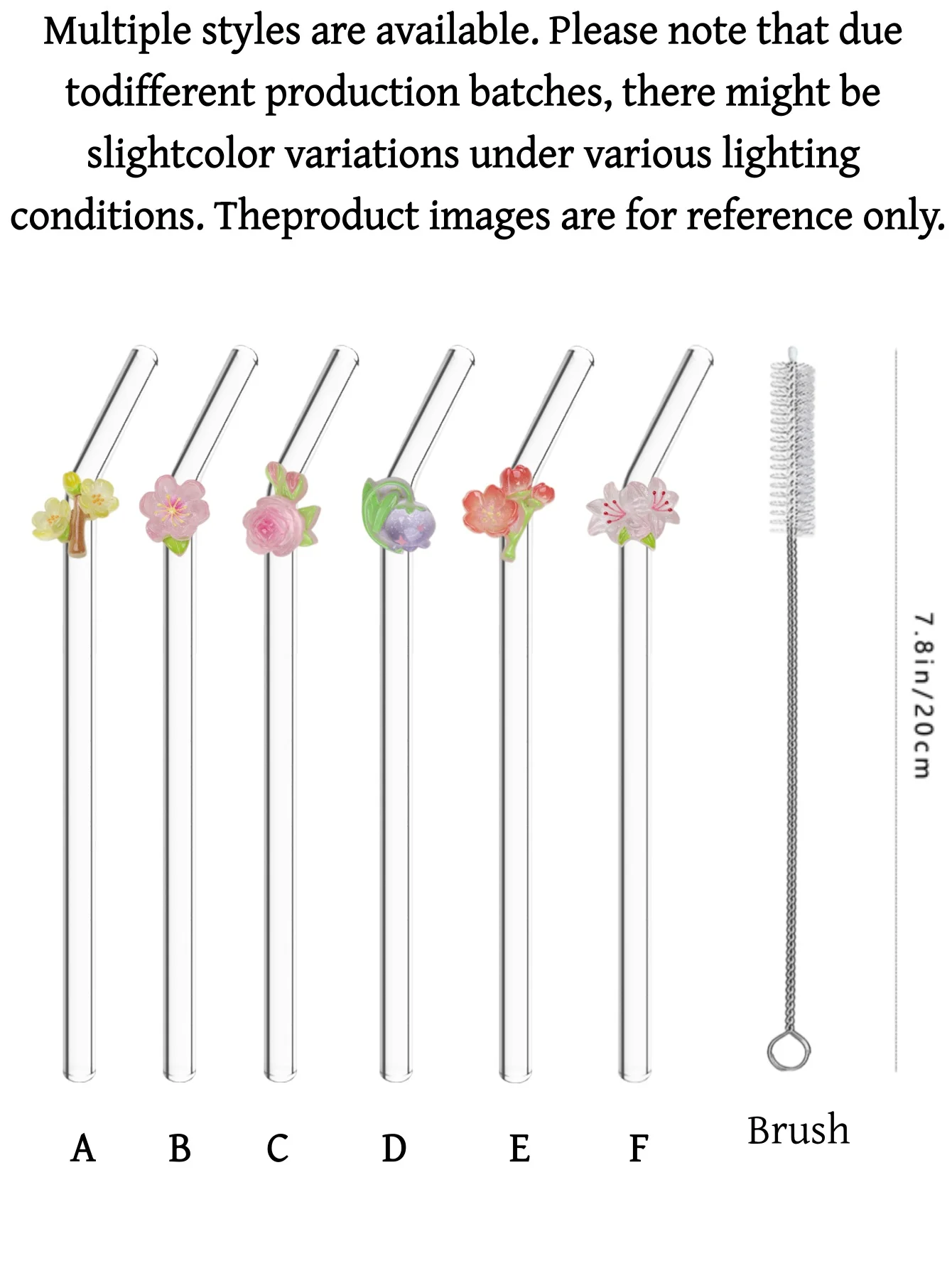 6PCS Floral Combo Glass Straws,Reusable Curved for Coffee, Milk Tea, Juices, Smoothies, Hot/Cold Drinks. Perfect for Parties view 5