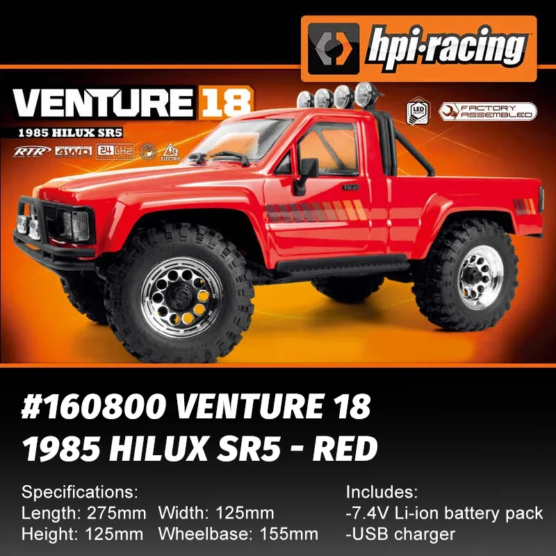 HPI Venture 18 Brushed Climbing Car 1/18 1985 Hilux SR5 RC Remote Control Model Car Adult Children's Toy