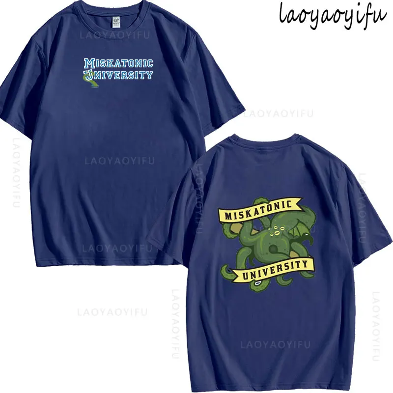 

Cthulu and Lovecraft Miskatonic University Theme 100%Cotton Hipster Male Tees Streetwear Tops Summer Fashion Men O-Neck T-Shirt