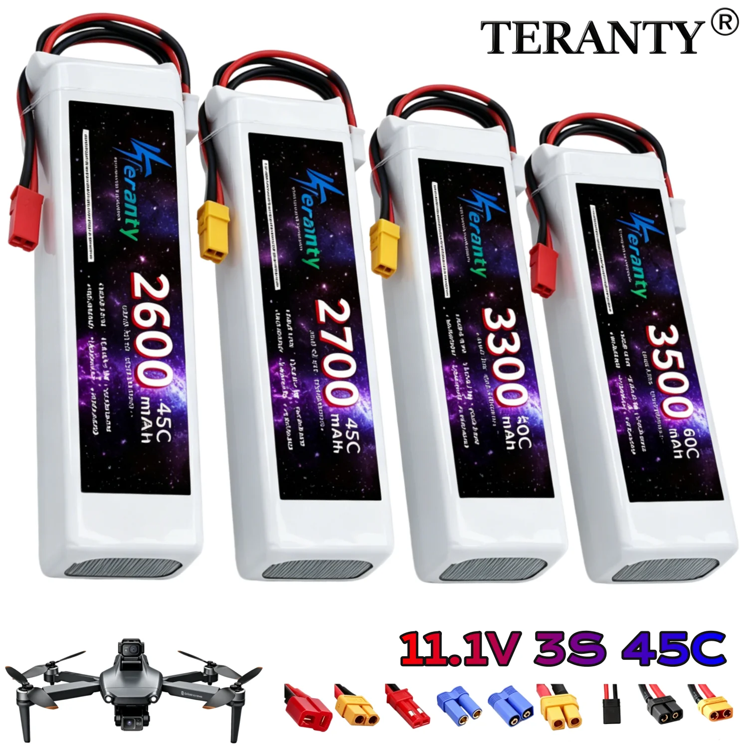 11.1V 3S LiPo Battery 45C 2600 2700 3300 3500mAh Deans T Connector XT60 Rechargeable Polymer Batteries RC Car Drone Model Toys