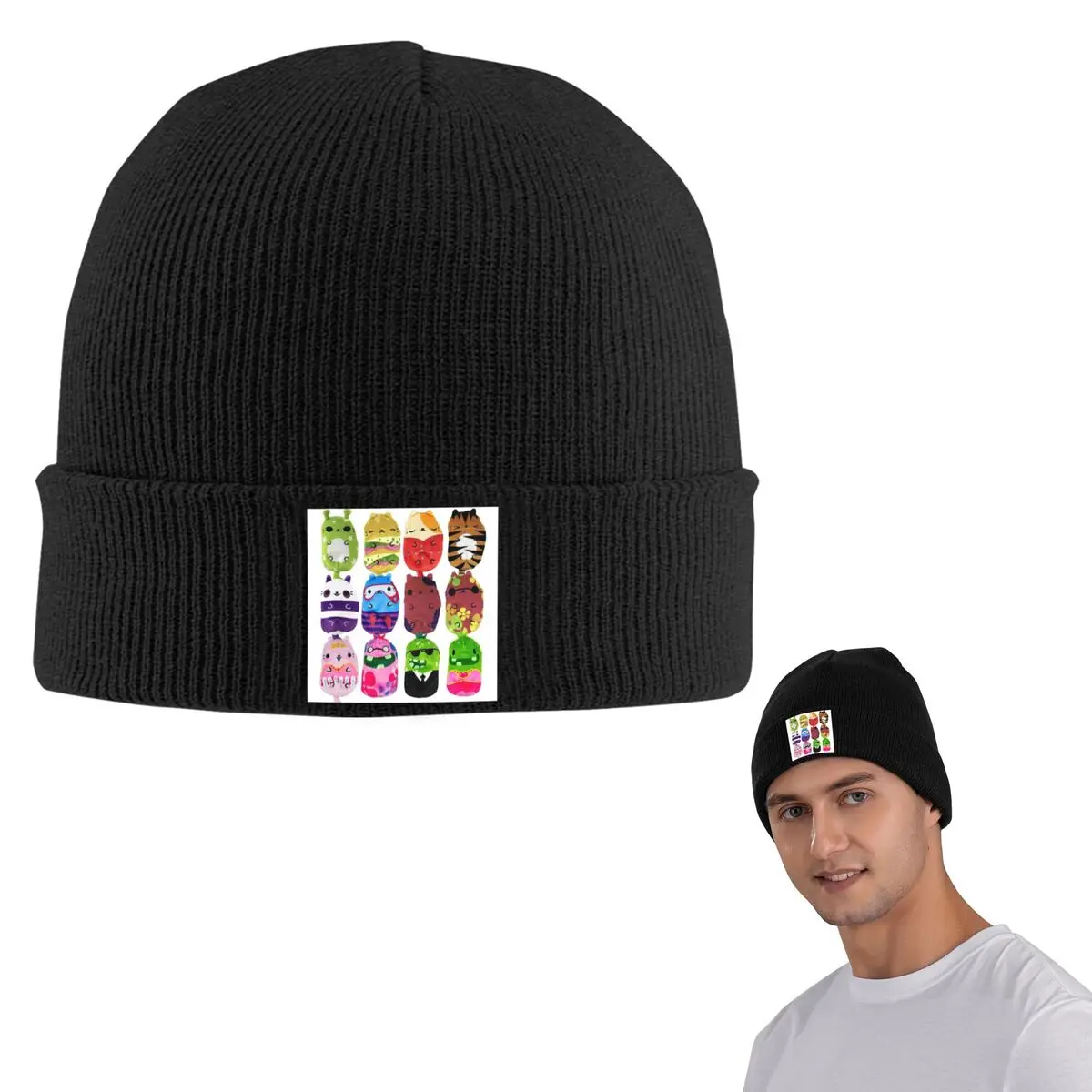 القطط مقابل المخللات 12-حزمة قبعة محبوكة دافئة الهيب هوب بونيه قبعة الخريف الشتاء في الهواء الطلق قبعات حريمي للرجال النساء الكبار