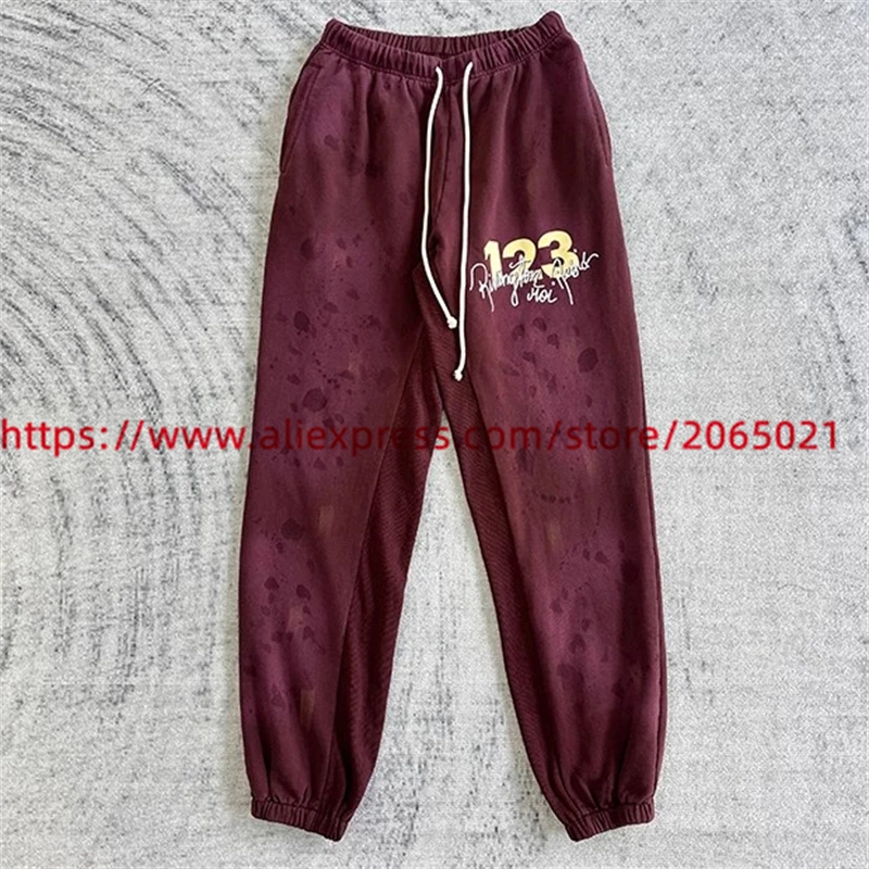 Tie-Geverfd Vintage Gewassen Rrr123 Joggingbroek Mannen Dames 1:1 Hoge Kwaliteit Rrr 123 Jogger Trekkoord Broek Oversized Broek