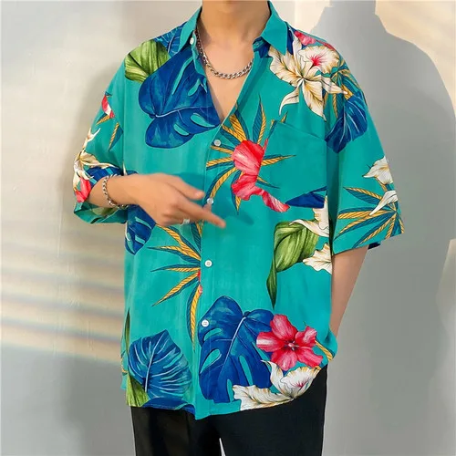 Tropical Weed 3d Print Hawaiian Shirt For Men Summer Street Short Sleeves Tops Harajuku Lapel Button Loose Blouse Tees Clothes