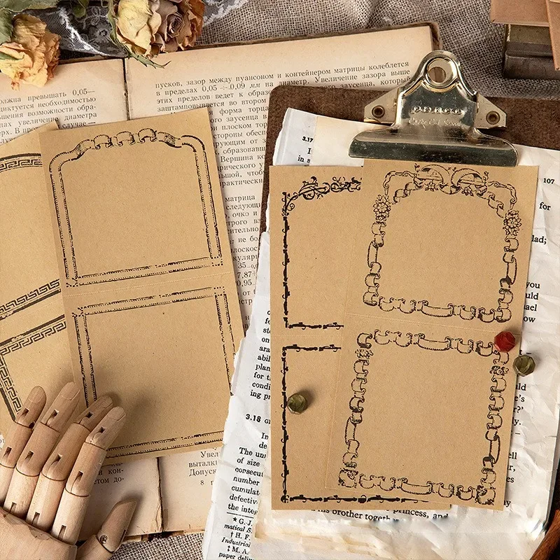 30 pieces/pack of retro border notepads scrapbooks to-do plans study schedules stationery kraft paper