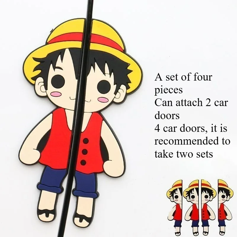 

New ONE PIECE Car Door Collision Sticker Cute Creativity Cartoon Car Open The Door Bumper Strip Scratch-resistant Decoration