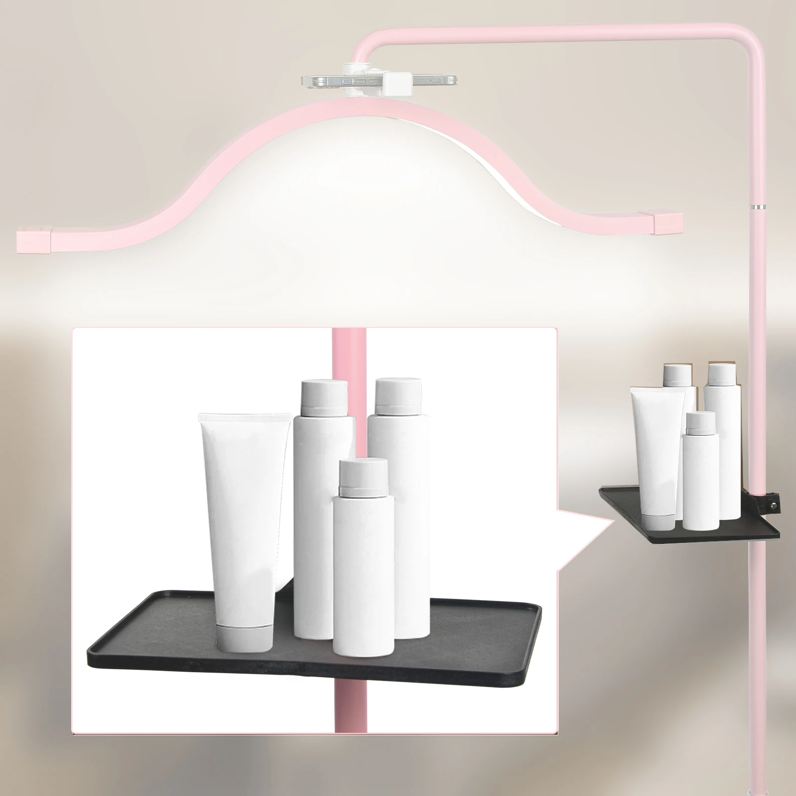 صينية بطاقة صوت مثبتة على حامل ميكروفون ، إعداد ثلاثي القوائم لوضع ماكياج الحواجب والرموش ، منتجات استوديو التجميل ، التصوير الفوتوغرافي