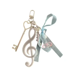 Resin Bowknot Note Keychain Creative Key Ornament Bag Pendant Suitable for Youthful Adults and Music Enthusiasts Present