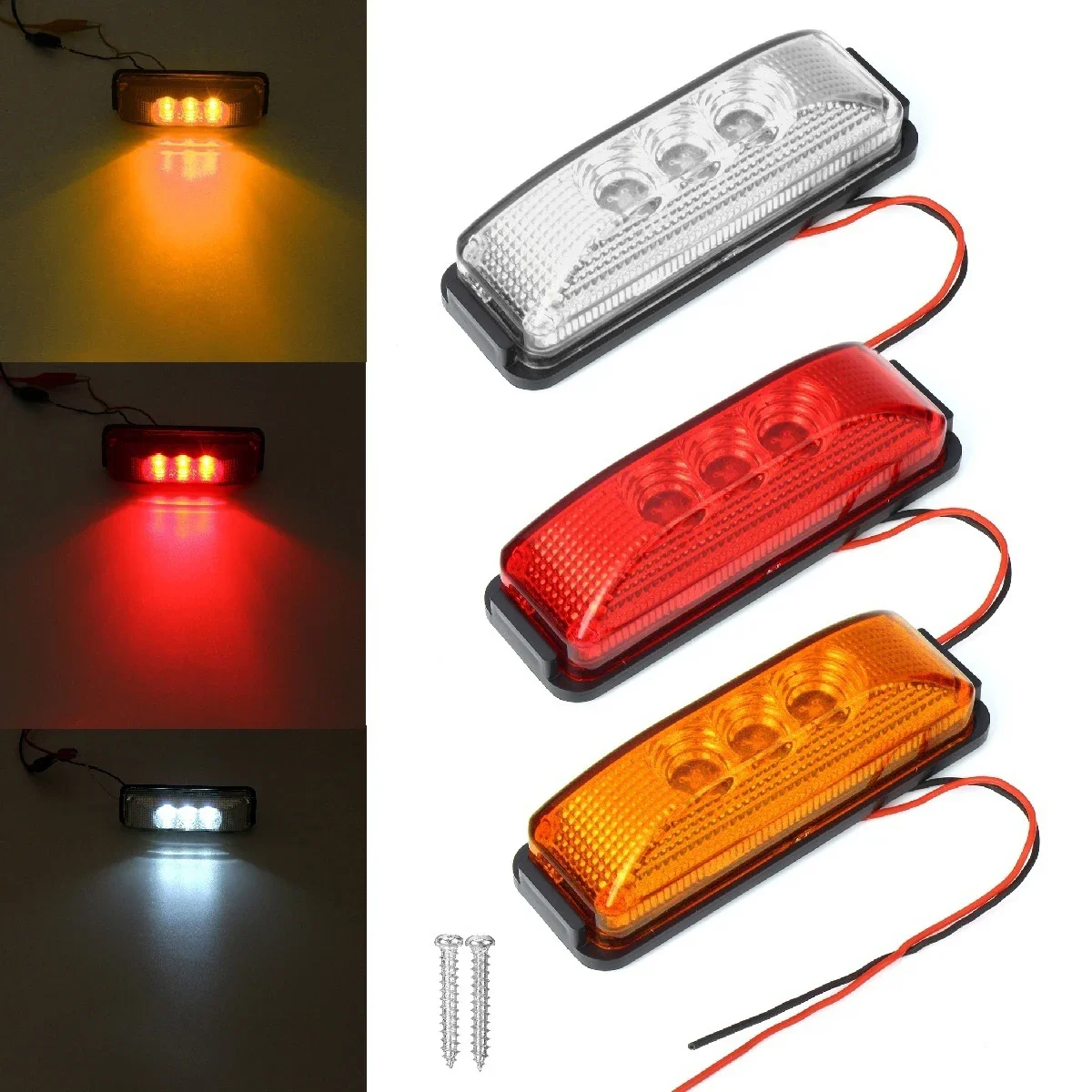 10/8/4/2 Pcs 12-24V 3LED Car Side Marker Light Indicators Brake Tail Turn Signal Lights Clearance Light SUV Lorry Side Light