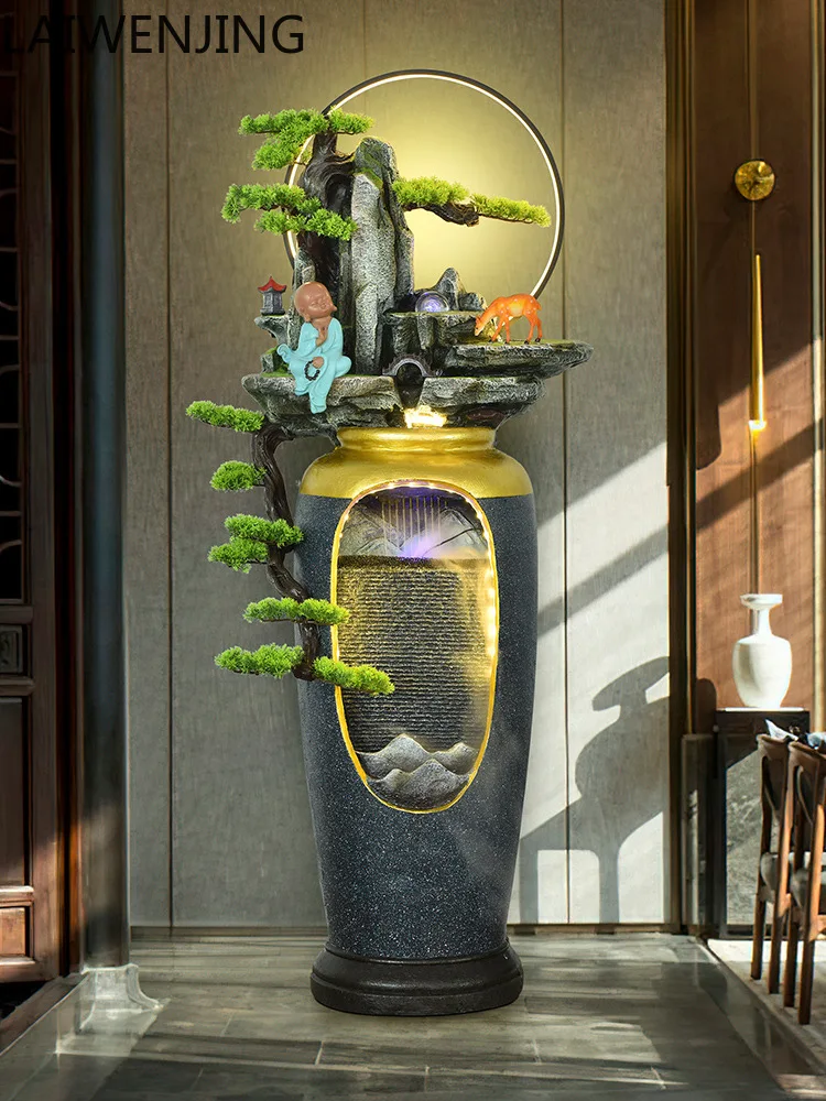 

MJY New Chinese Style Flowing Water Home Decor Fake Mountain Floor Fish Pond