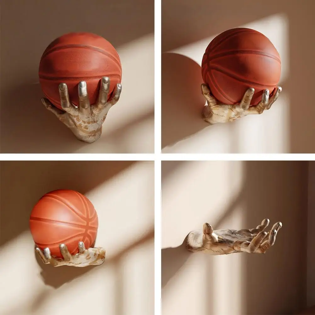 Hand Shaped Wall Hanging Strong Hook Basketball Display Wall Mount Sport Ball Holder Volleyball Bracket Interior Placement Decor