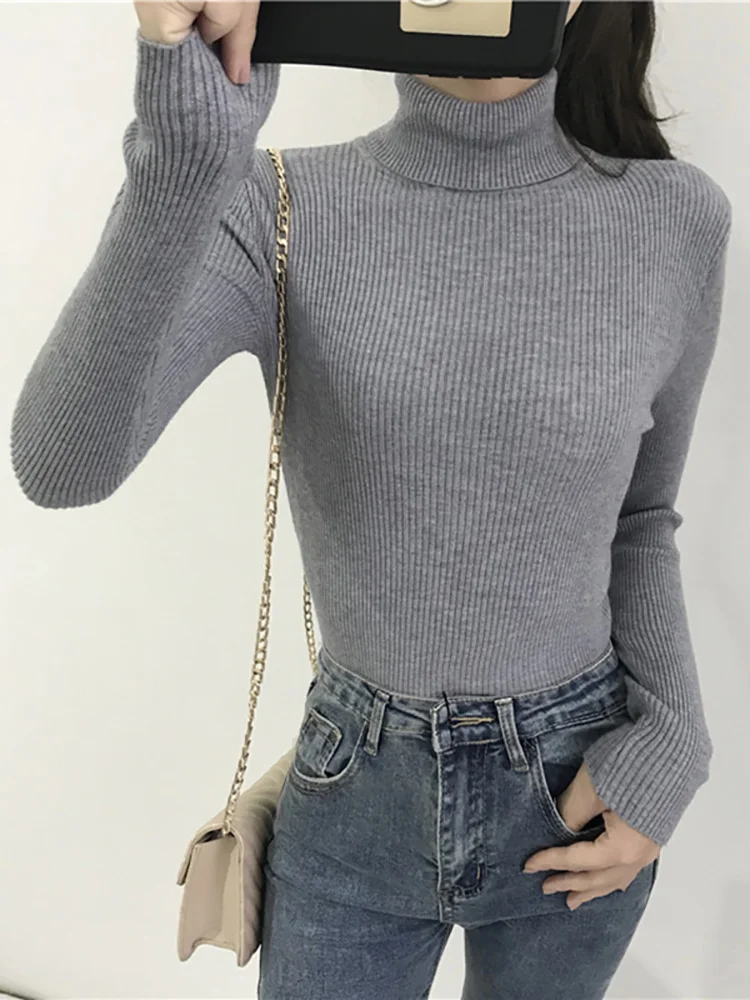 Damen Rollkragenpullover 2026 Herbst Winter Oberteile Koreanischer Slim-Fit Damen Pullover Strickpullover Pull Femme Hiver Truien