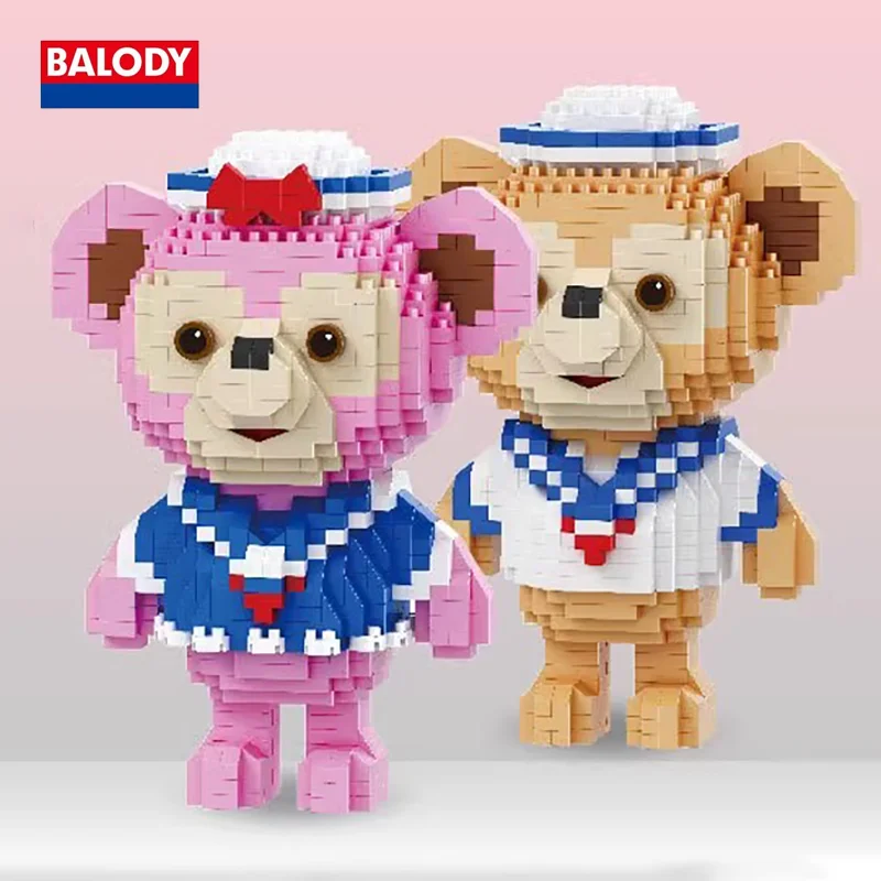 BALODY New Kawaii Bear Series Puzzle Block Originality Mash-up Color Preppy Style Maiden Heart Desktop Ornament Toy Holiday Gift