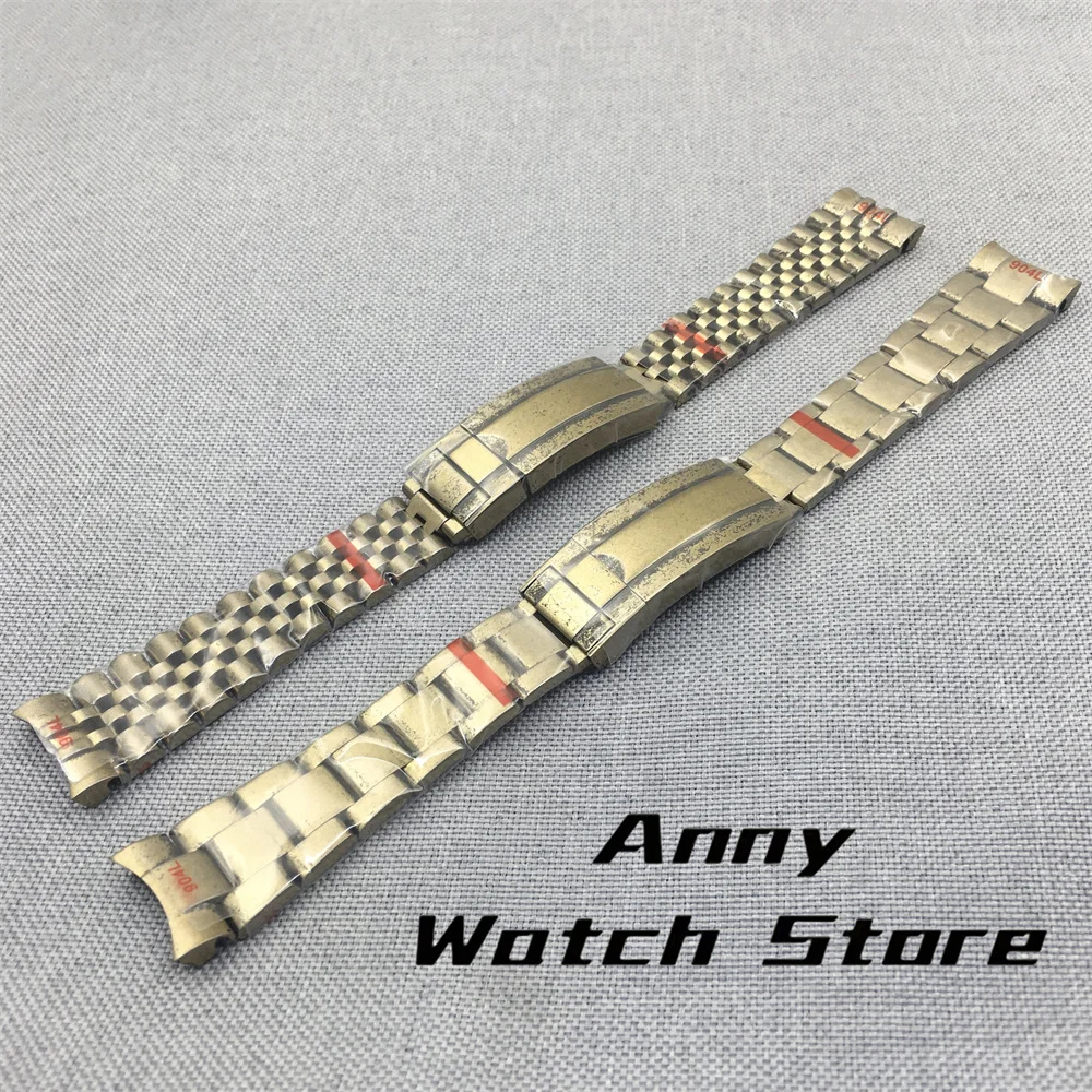 

Браслет для часов 20 мм, 904L, твердый браслет из нержавеющей стали и бронзы, складная Пряжка, мужской браслет для юбилейных часов 40 мм/4 мм/1 мм