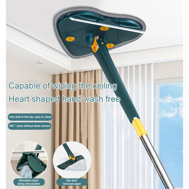 

Telescopic Triangle Mop Self-wringing Triangle Extended Mop Floor Squeeze Free Hand Washing Lazy Tool Rotate Household Cleaning