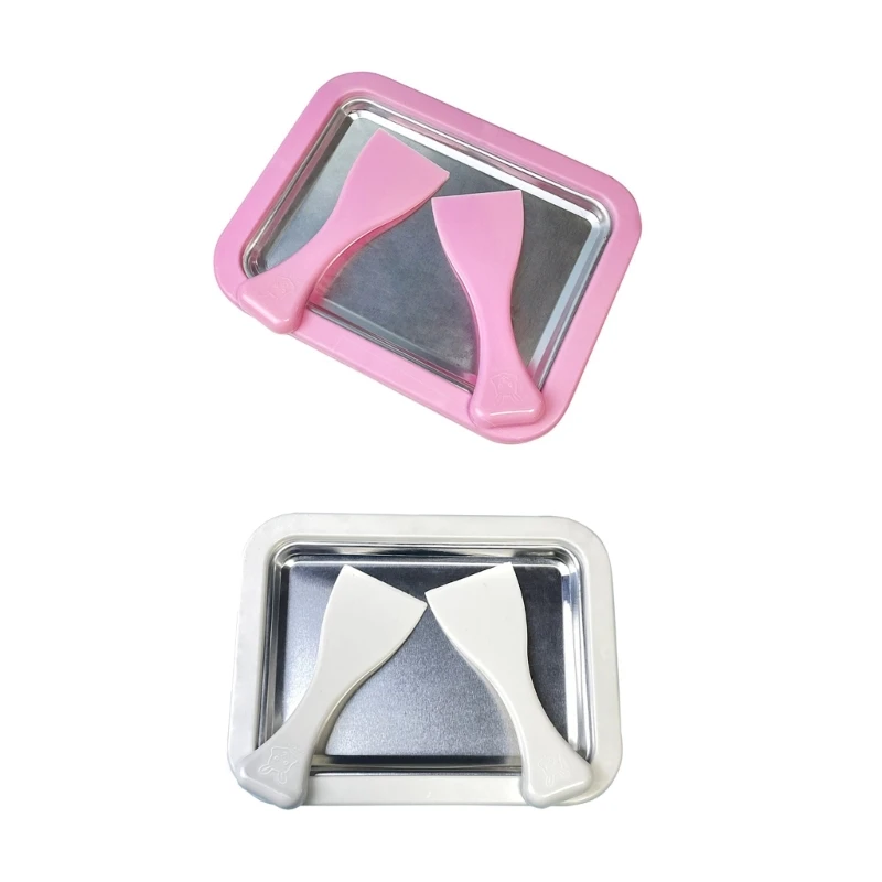 กระทะไอศกรีมพร้อมเครื่องขูดโยเกิร์ตทอด 2 เครื่องอาหารจานมัลติฟังก์ชั่น