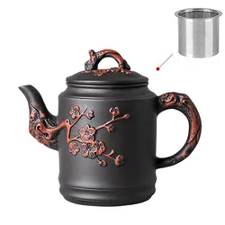 Yixing-Zisha Pot Stainless Steel Strainer Teapot, Large Capacity, Flower Tea, Single Pot, Tea Cup, Kettle Set, Home, 550ml