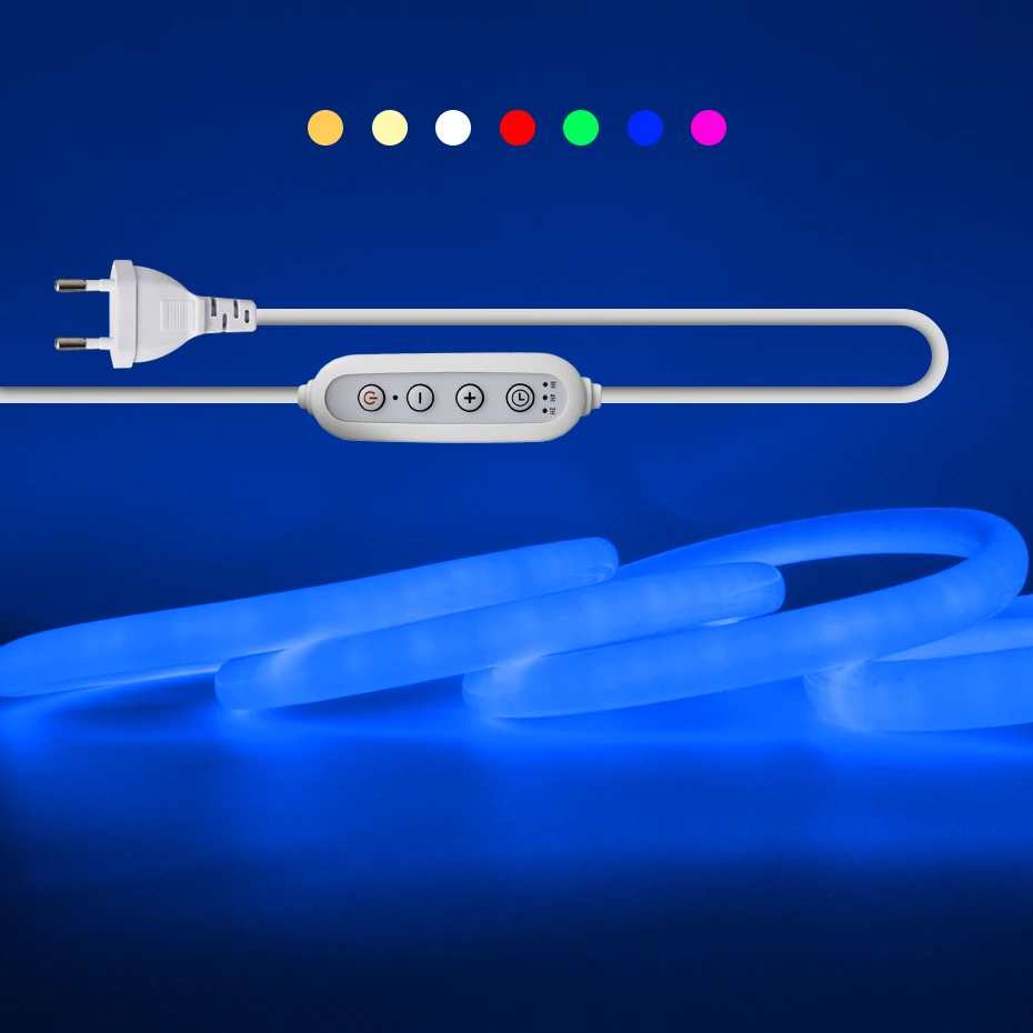 

1 м-25 м светодиодная неоновая лента 220 В 120 светодиодов/м гибкая лента водонепроницаемая круглая лента на 360 градусов с вилкой затемнения времени ЕС AU