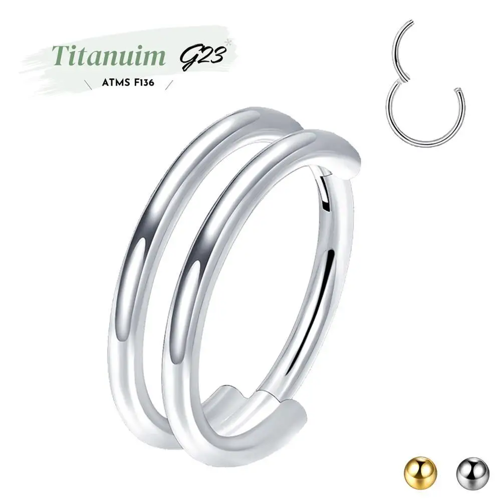 G23 Titanio Antialérgico Septo Piercing Anillo de la nariz Nostril Hoop Tragus Cartílago Pendiente Anillo de labios Clicker Joyería del cuerpo 16G