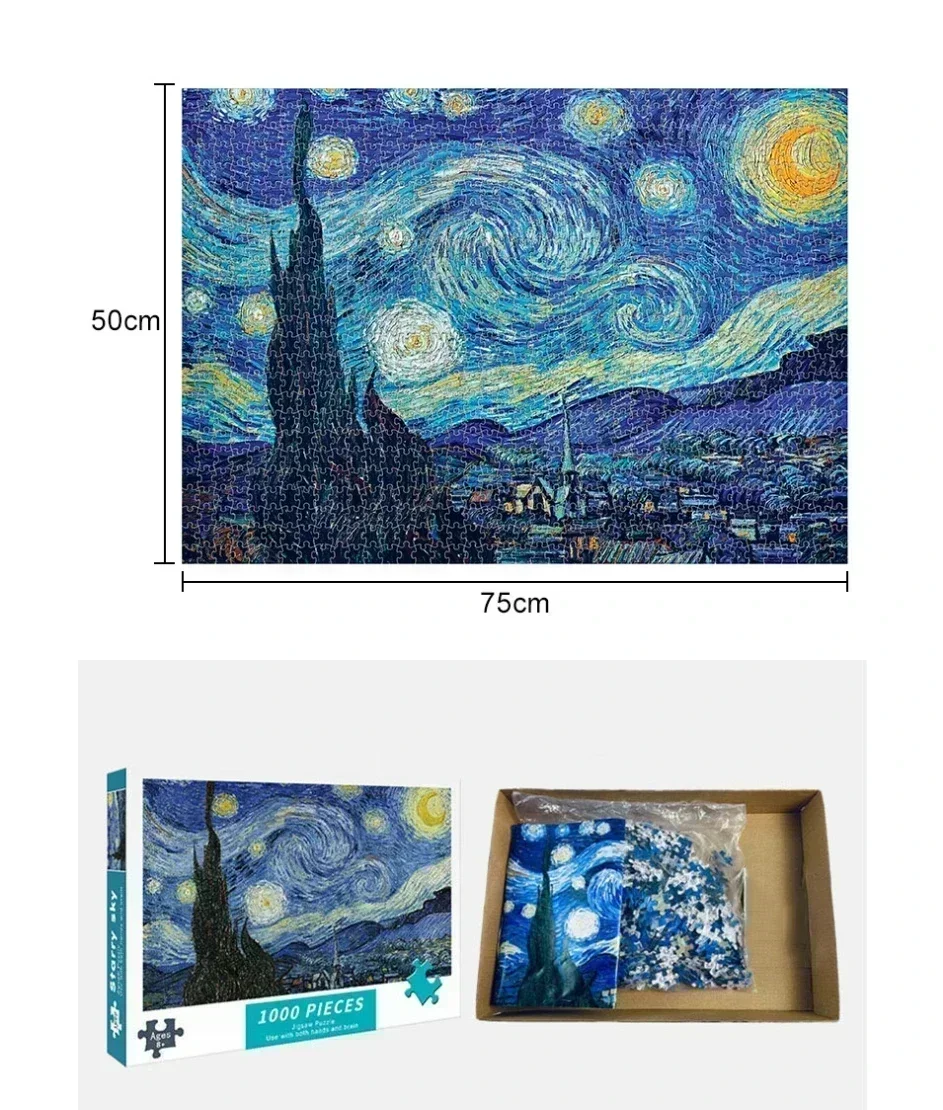 75*50CM Adult 1000 Pieces Paper Jigsaw Puzzle Lovely Cure High Difficulty Decompression Puzzles Birthday Gift  Educational Toys