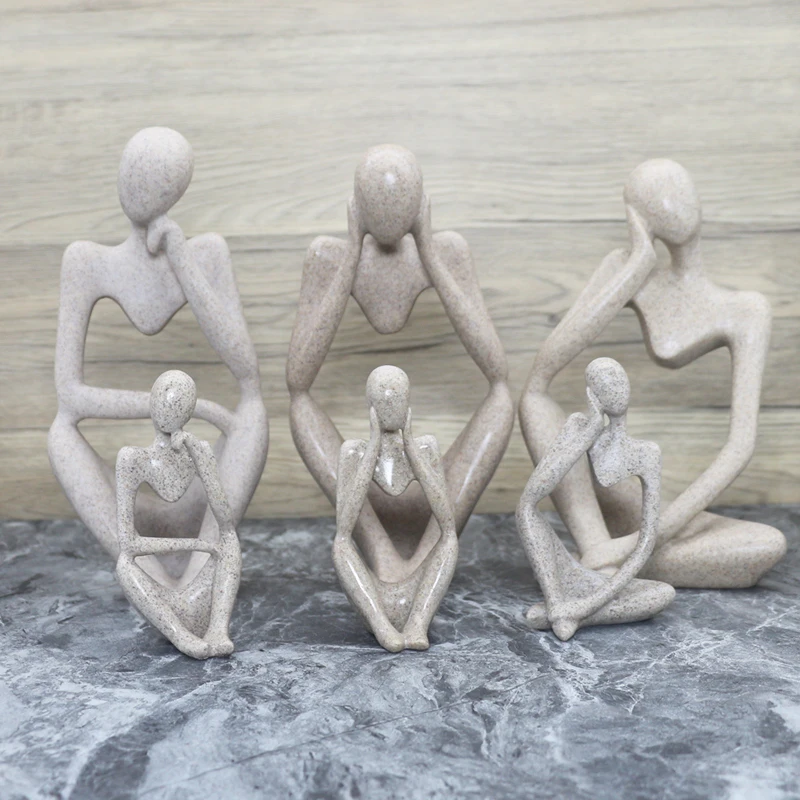 Sand Color The Thinker Abstract Statues Sculptures Yoga Figurine Nordic Living Room Home Decor Decoration Maison Desk Ornaments