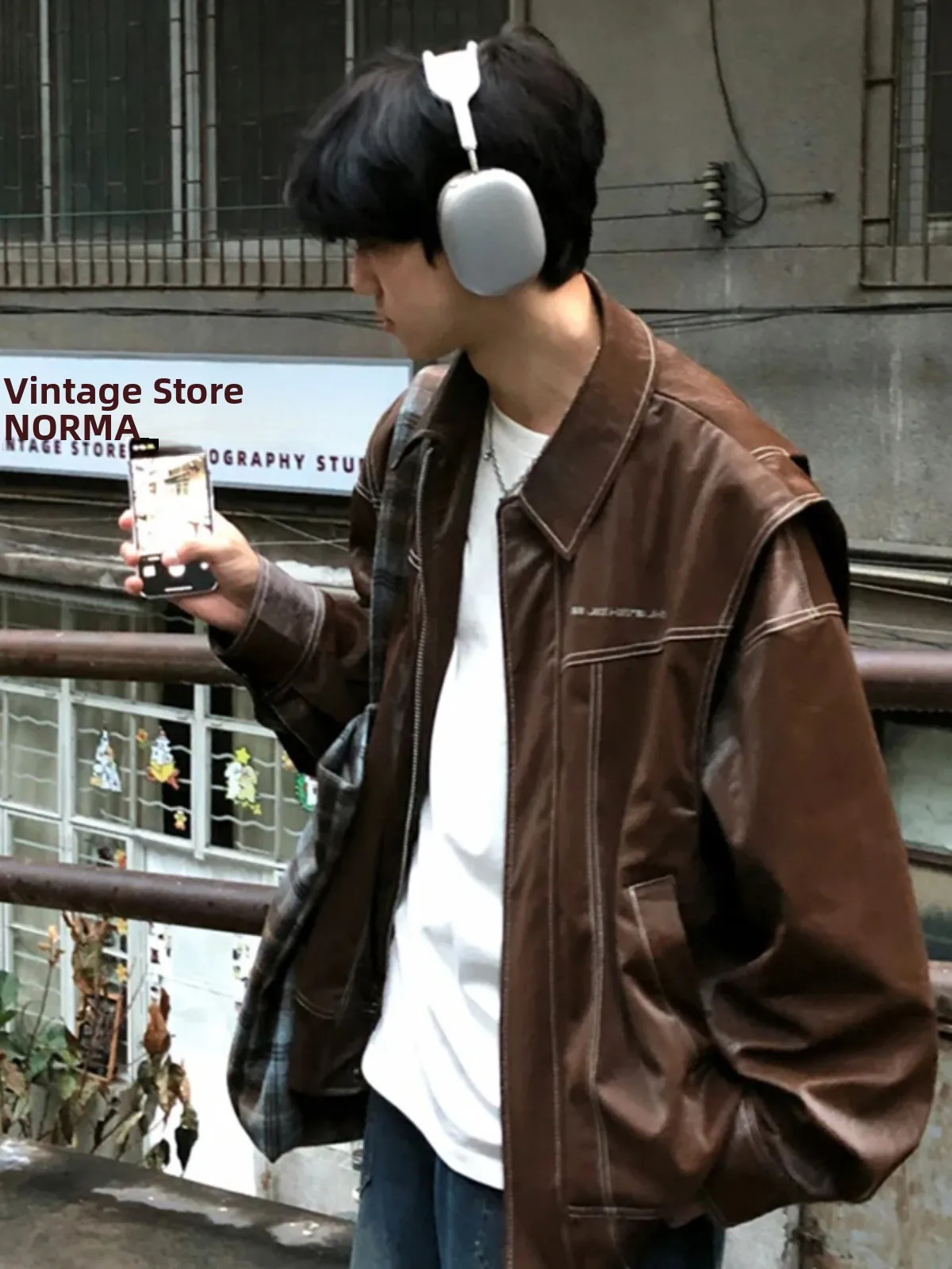 

Мужская кожаная куртка Cé Brown: осенне-зимняя, в американском стиле, свободного кроя, для бейсбола и активного отдыха