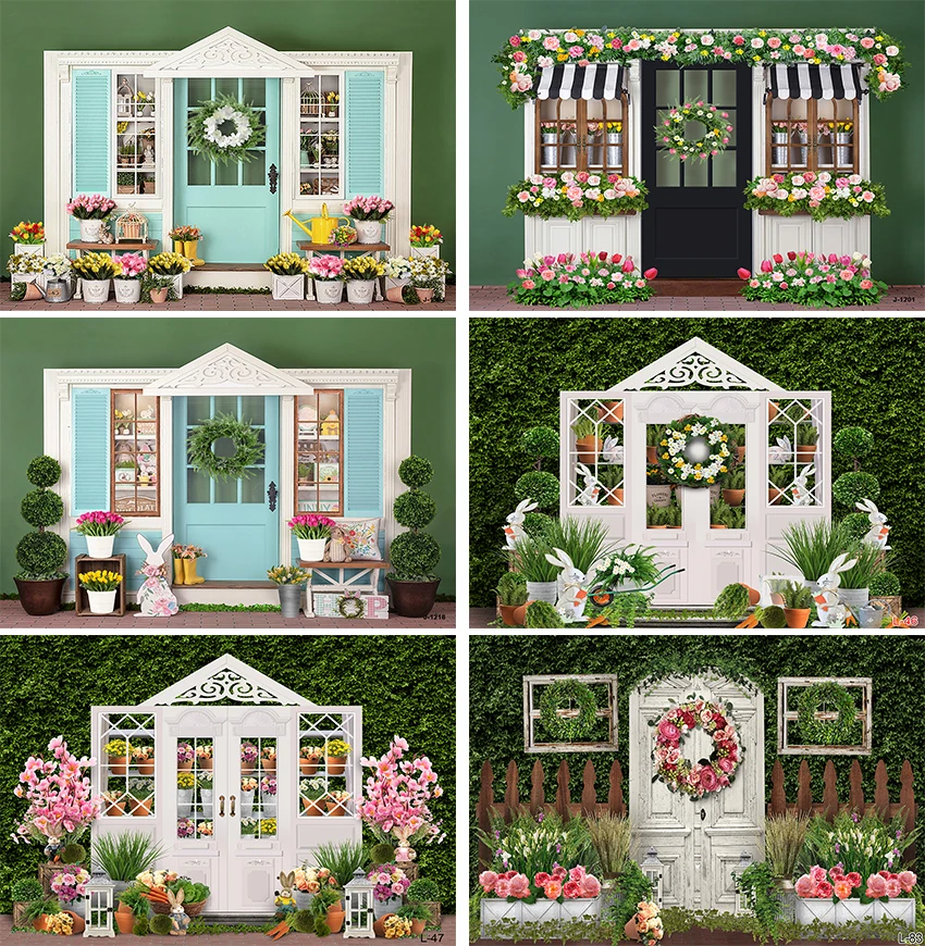 Fotografie Hintergrund Frühling Osterhase grünes Gras Fenster Kaninchen Kinder Geburtstags feier Dekor Hintergrund Fotostudio