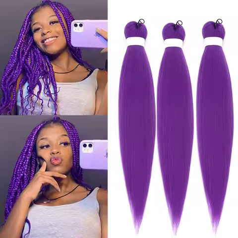 Jumbo Braiding Hair Extension 24" Synthetic Hair Heat Resistant Fiber Pre-stretched Afro Crochet Braids DIY Purple Jumbo Braids