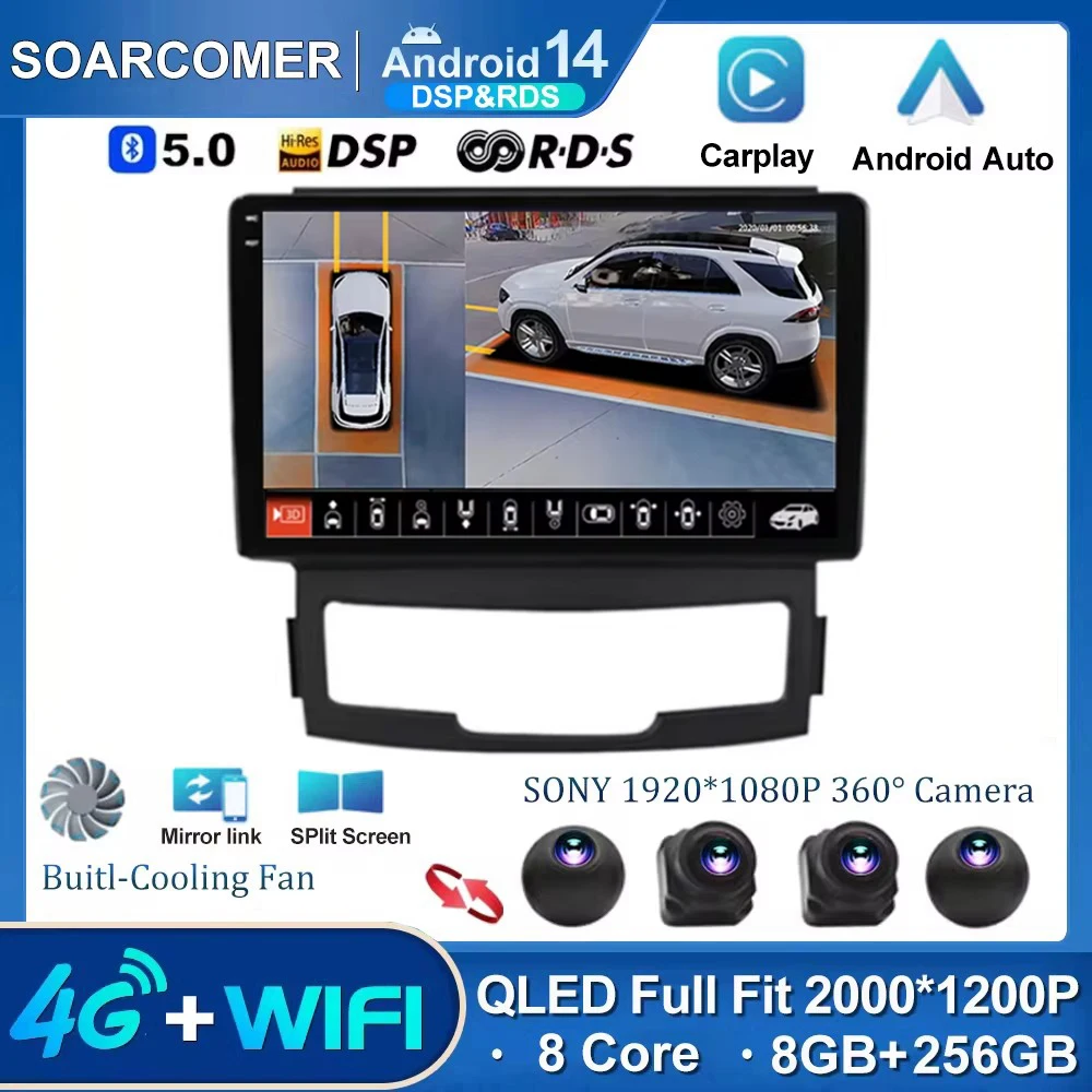 Android 14 For SsangYong Korando 3 Actyon 2 2010 - 2013 Car Radio Multimedia Video Player Navigation GPS No 2Din 2 Din DVD