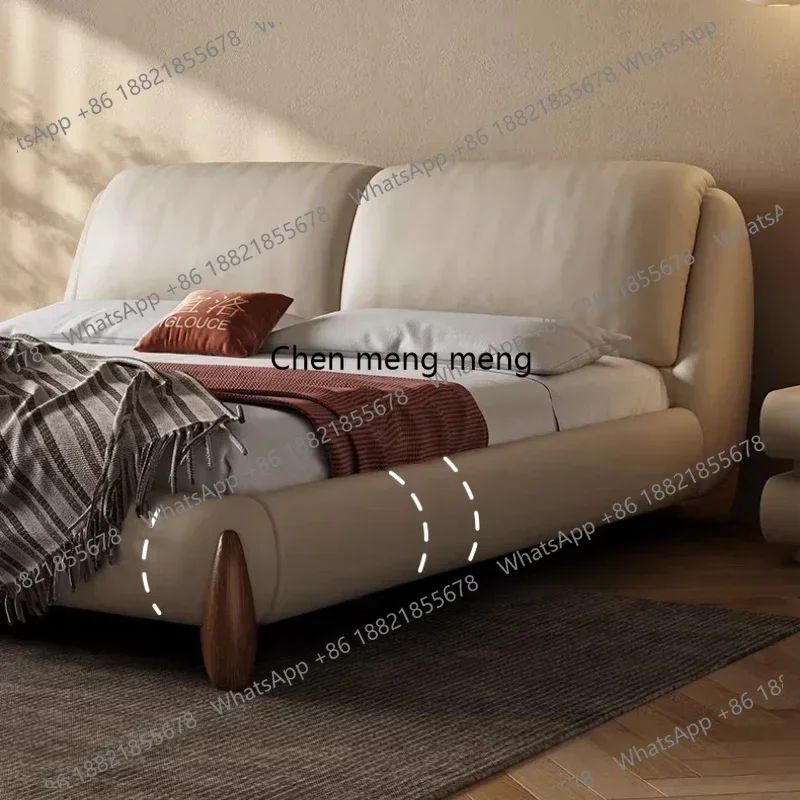 N138  Modern High-end Luxury Bedroom Beds Minimalist Letto Matrimoniale Furniture King Size Genuine Leather Double Bed