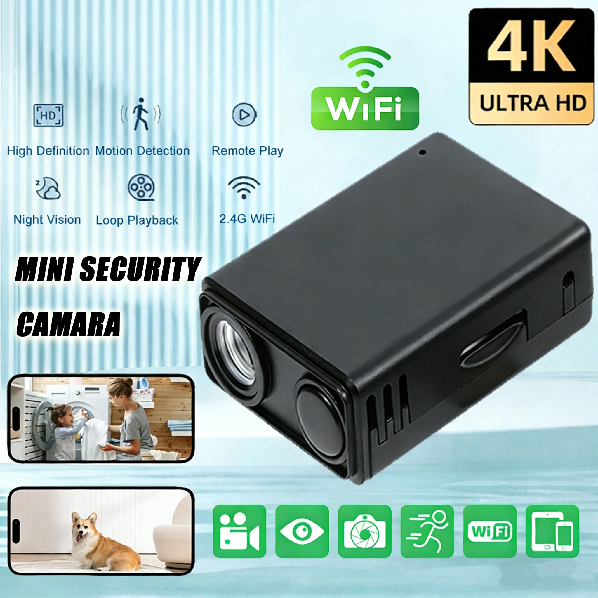 Mini 1080P HD WiFi Camera Safety Monitor Camcorders Indoors Night Version Video Intelligent Camera Security Protection 2026