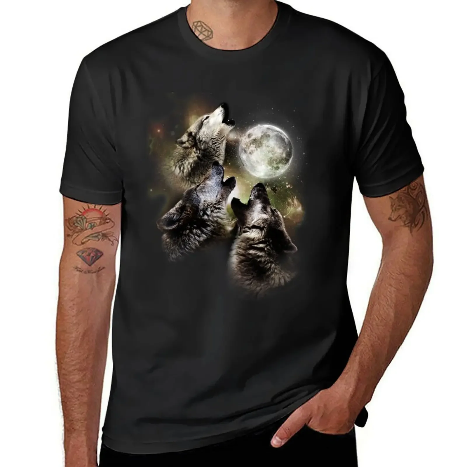 

Wolves Howling at the Moonlight T-Shirt anime t shirts blue archive heavyweight t shirts for men