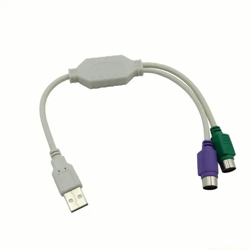 F62C USB Male to Double PS2s Female Splitter, Conversion Cable for Keyboards and Mouse