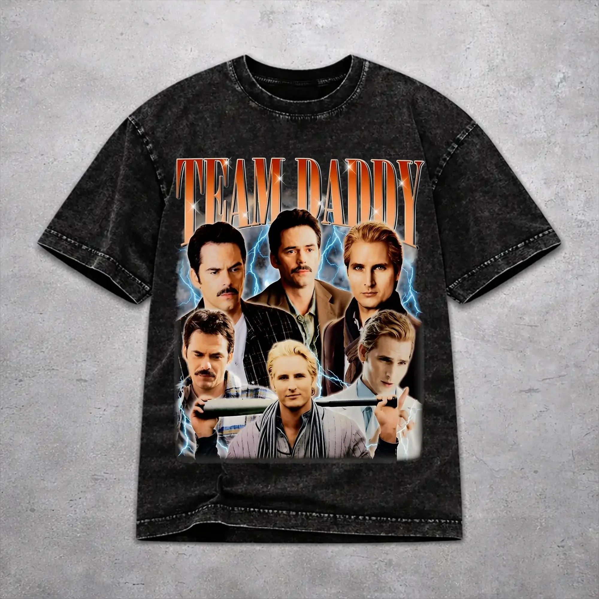 Team Daddy Carlisle Cullen and Charlie Swan Bootleg  Washed T Shirt Novelty Streetwear Men Women  Oversize T-Shirts Cotton