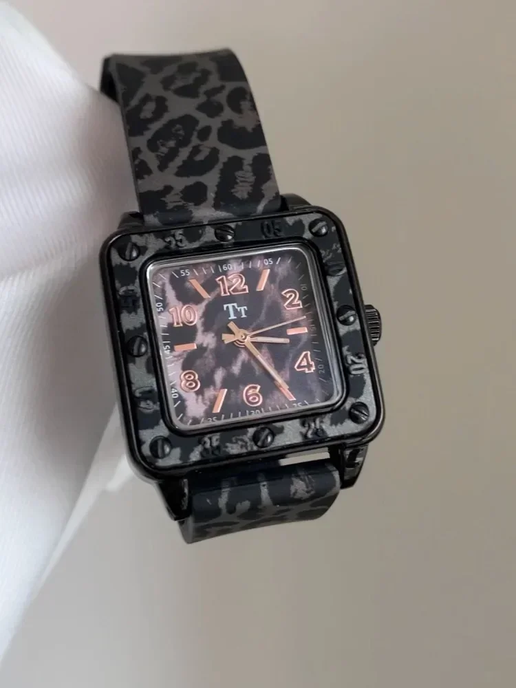 Reloj Vintage marrón de varios estilos para mujer, esfera cuadrada, banda con patrón de leopardo, reloj personalizado de moda, reloj de lujo, regalo para amantes