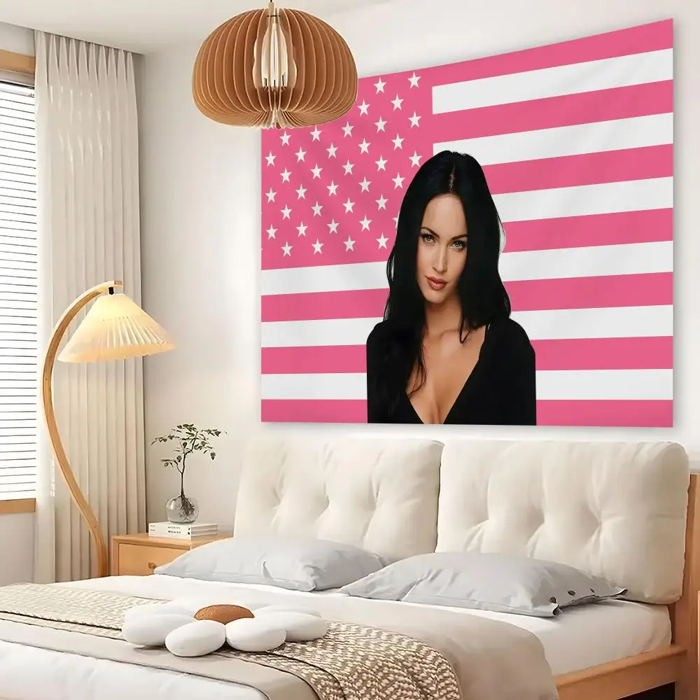 M-Megan Fox American Tapestry Custom Living Bedroom Party Dormitory Interior Wall Bohemian Decoration Attached Clip