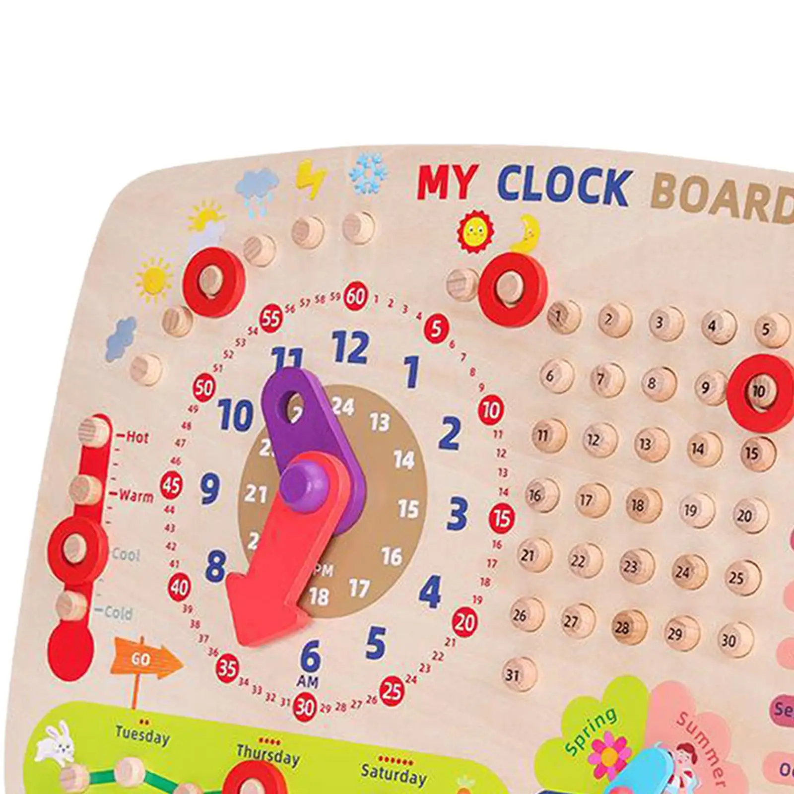 Wooden Toys Childrens Calendar Teaching Clock for Boys Girls Learning Toys