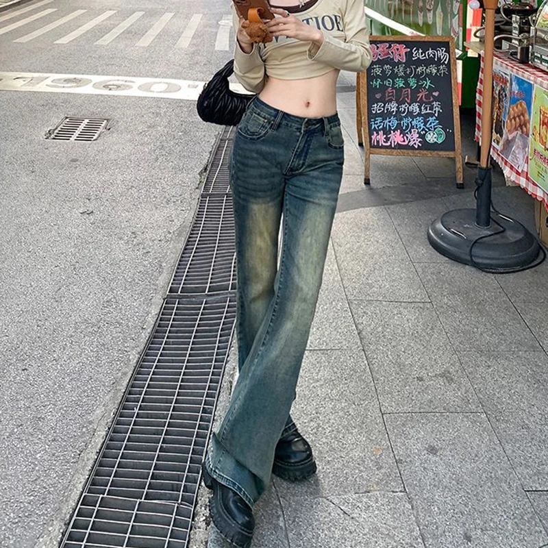 جديد خمر عالية الخصر مضيئة الجينز النساء الخريف الشارع الشهير سراويل جينز الإناث مثير سليم صالح طويل الدنيم السراويل الإناث