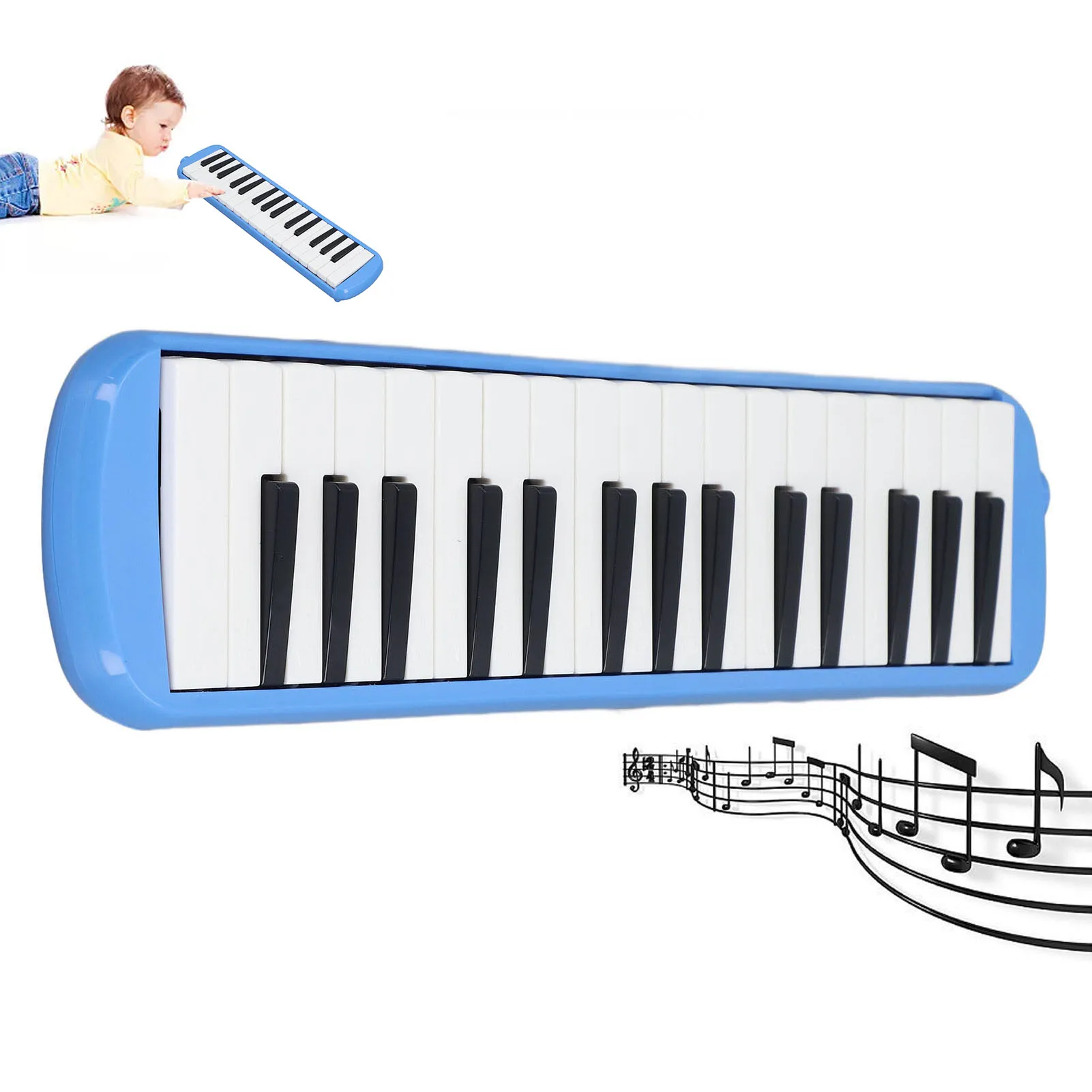 ZK20 32 Keys Mouth Melodica with Mouthpiece and Blowpipe Keyboard Organ Playing Musical Instruments for Students Beginners