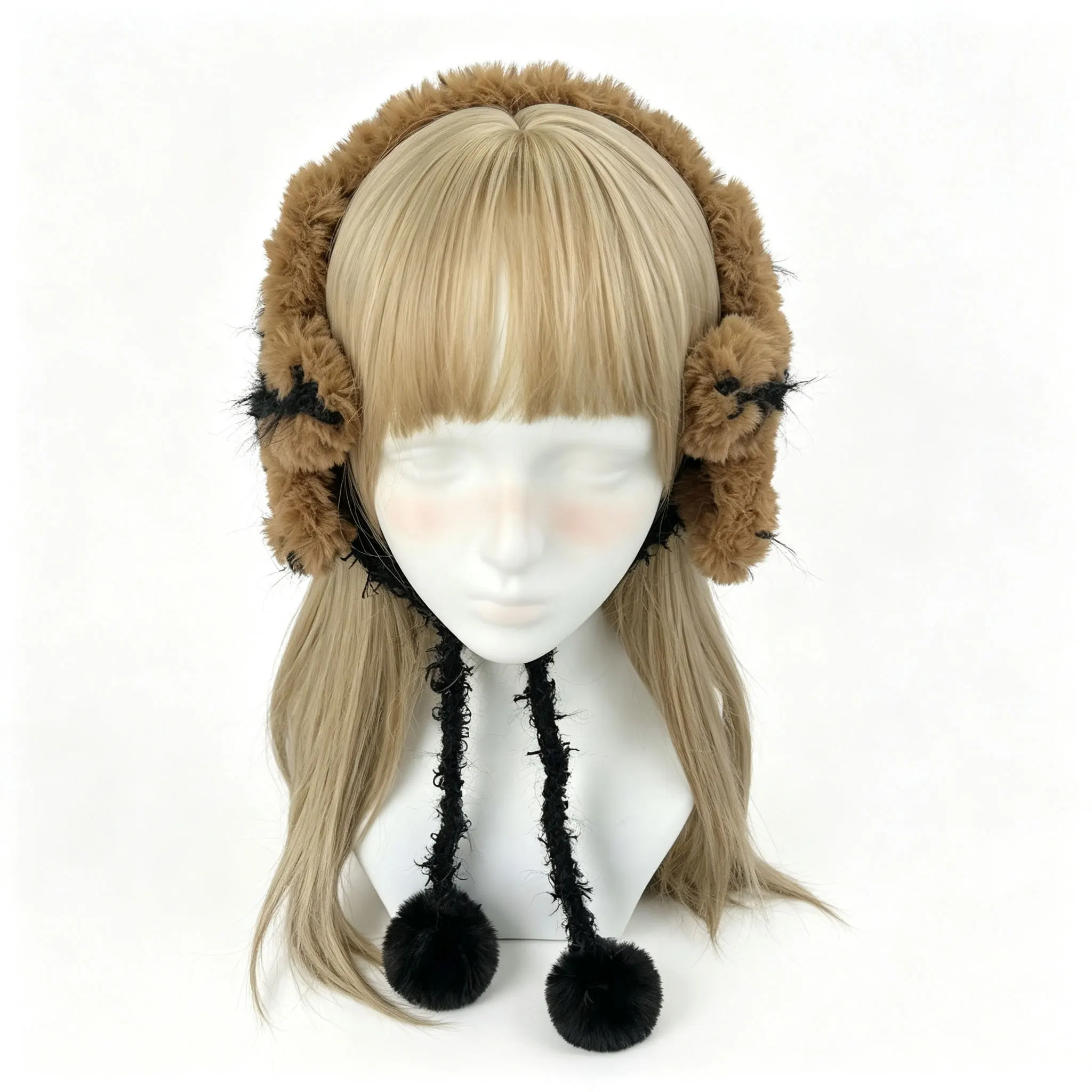 Handmade Brown Black Earmuffs Women Winter Custom Crochet Star Pom Knitted Ear Cover Men Casual Y2k Goth Unisex Warm Accessory