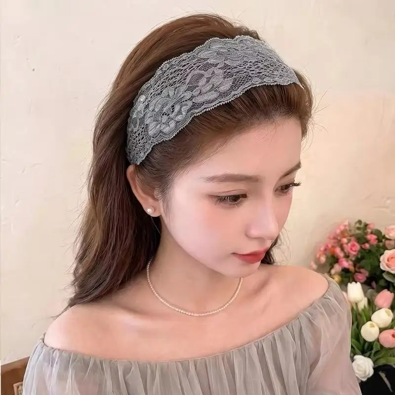 Süßes, hohles, breites Spitzen-Haarband, elastisch, bequem, modisches Haaraccessoire für Hochzeitsgäste – Detail 5
