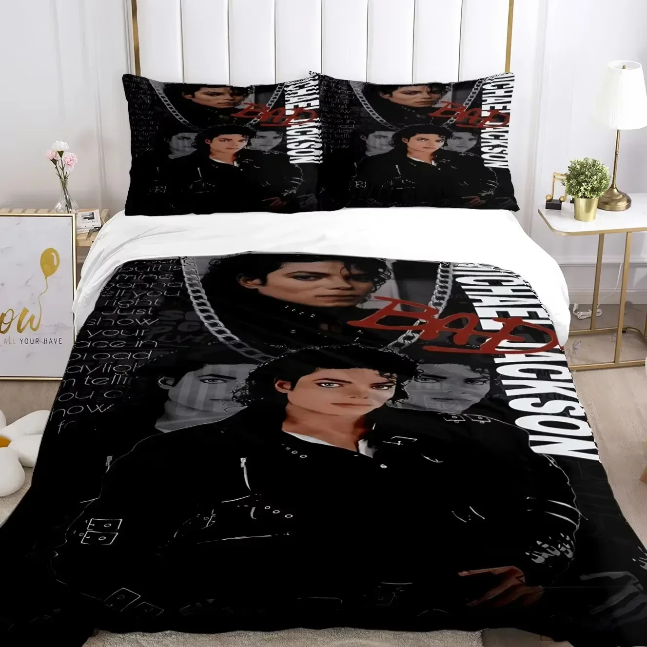 Michael J-Jackson Comfortable Duvet Quilt Cover Pillowcase Bedding Set Children Bedroom Decoration Home Textile