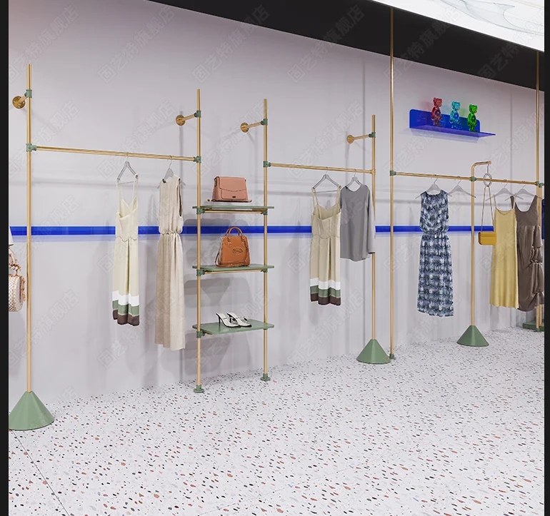 Clothing store hanger display rack floor-to-ceiling women's clothing store shelf can be raised and lowered to adjust the display