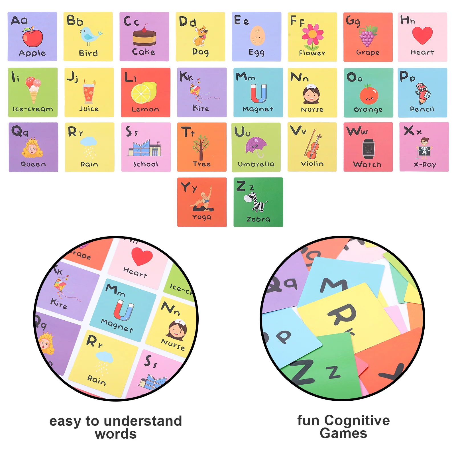

Cognitive Games Alphabet Cards 1Set Smooth Round Care Kids Hands Educational Birthday Gift Alphabet Educational Cards