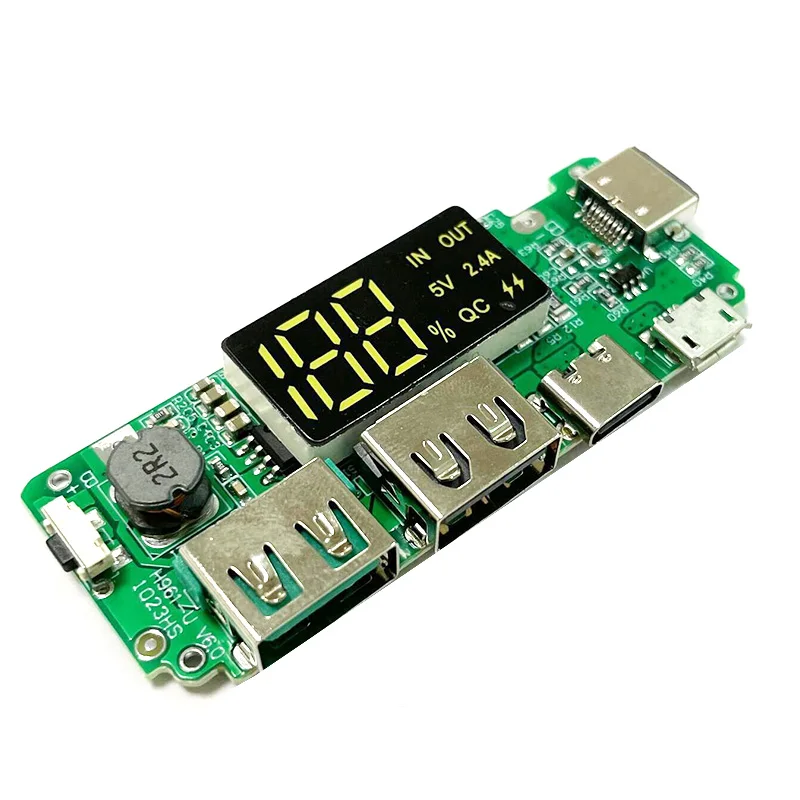 LED Dual USB 5V 2.4A Micro/Type-C USB Mobile Power Bank 18650 Charging Module Lithium Battery Charger Board Circuit Protection