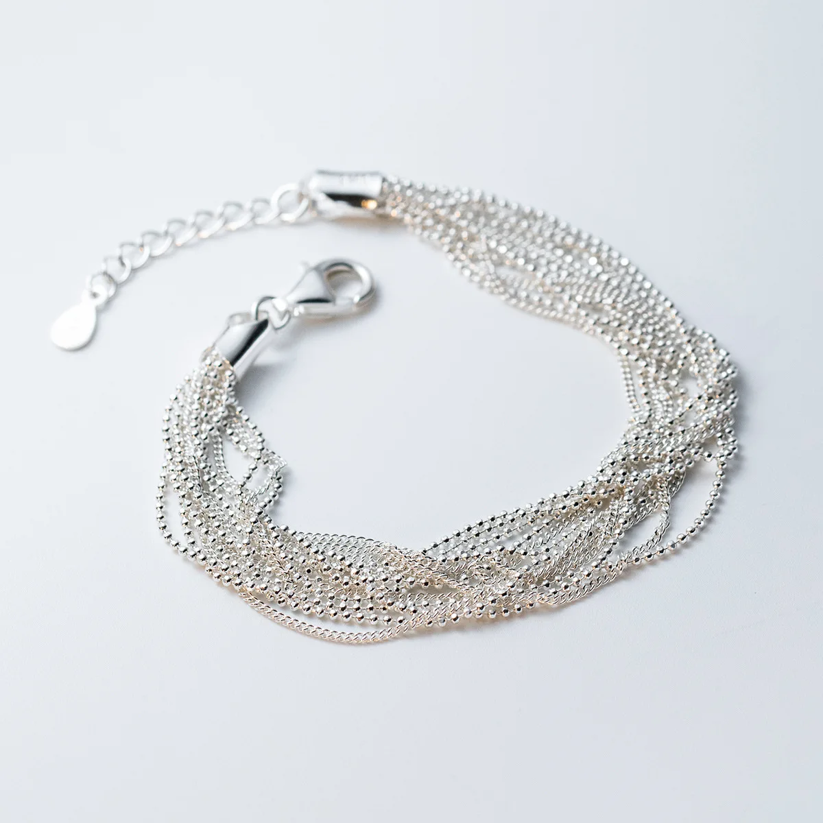 

La Monada 15.5+2.5cm Bracelets For Women Silver 925 Layered Bead Chain Silver Tassel Sterling 925 Silver Women's Bracelet