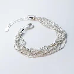 La Monada 15.5+2.5cm Bracelets For Women Silver 925 Layered Bead Chain Silver Tassel Sterling 925 Silver Women's Bracelet