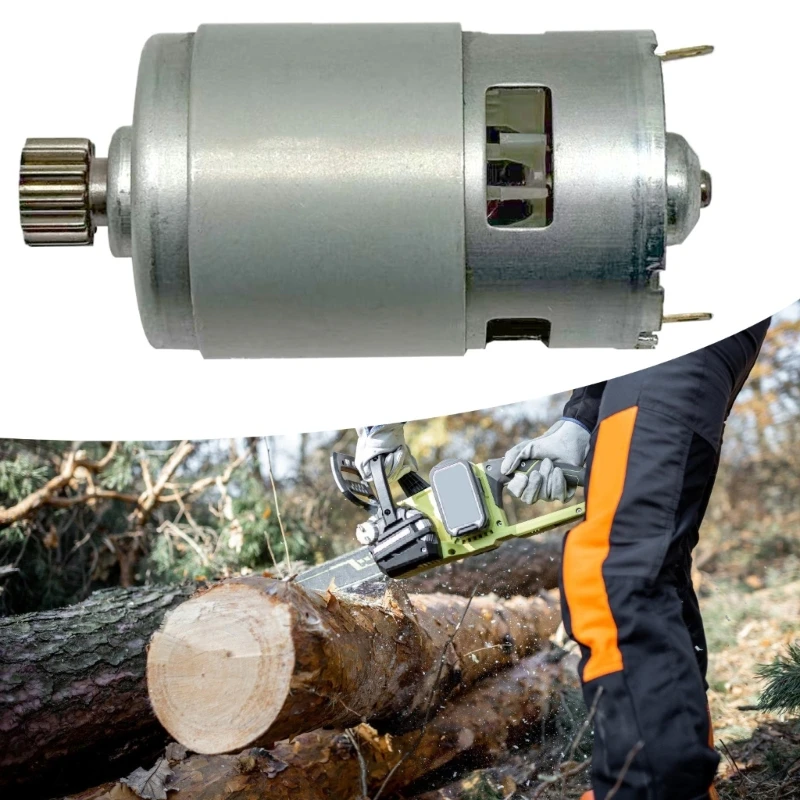 755 Replacement Electric Motor with 12-Tooth Front Gear, Two Rear Blade Terminals, and Housing Openings for 8Inch Handheld M4YD