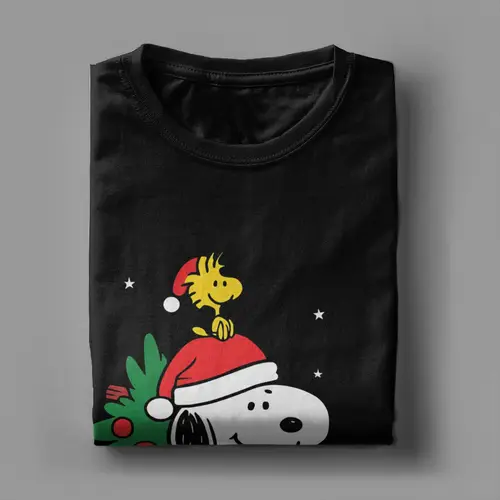 Imagen 2 del producto Snoopys Navidad 2025 nieve invierno Merch hombres mujeres camisetas Camiseta de algodón puro camiseta gráfica ropa